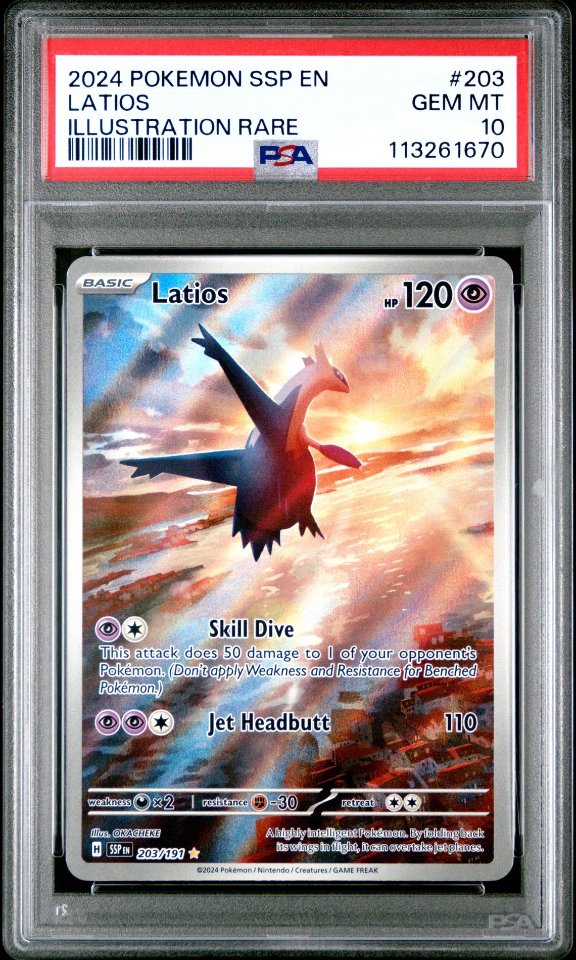 2024 Pokemon Ssp En-Surging Sparks Latios #203 (Illustration Rare) Gem Mt 10 front