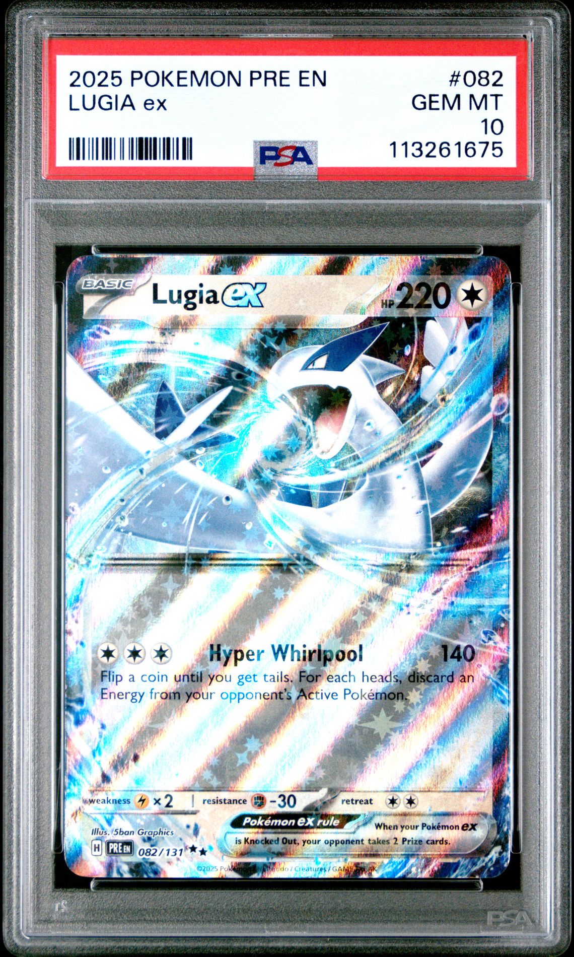 2025 Pokemon Pre En-Prismatic Evolutions Lugia Ex #082 Gem Mt 10 front