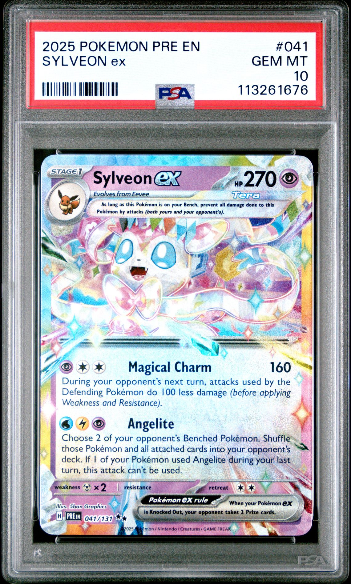 2025 Pokemon Pre En-Prismatic Evolutions Sylveon Ex #041 Gem Mt 10 front