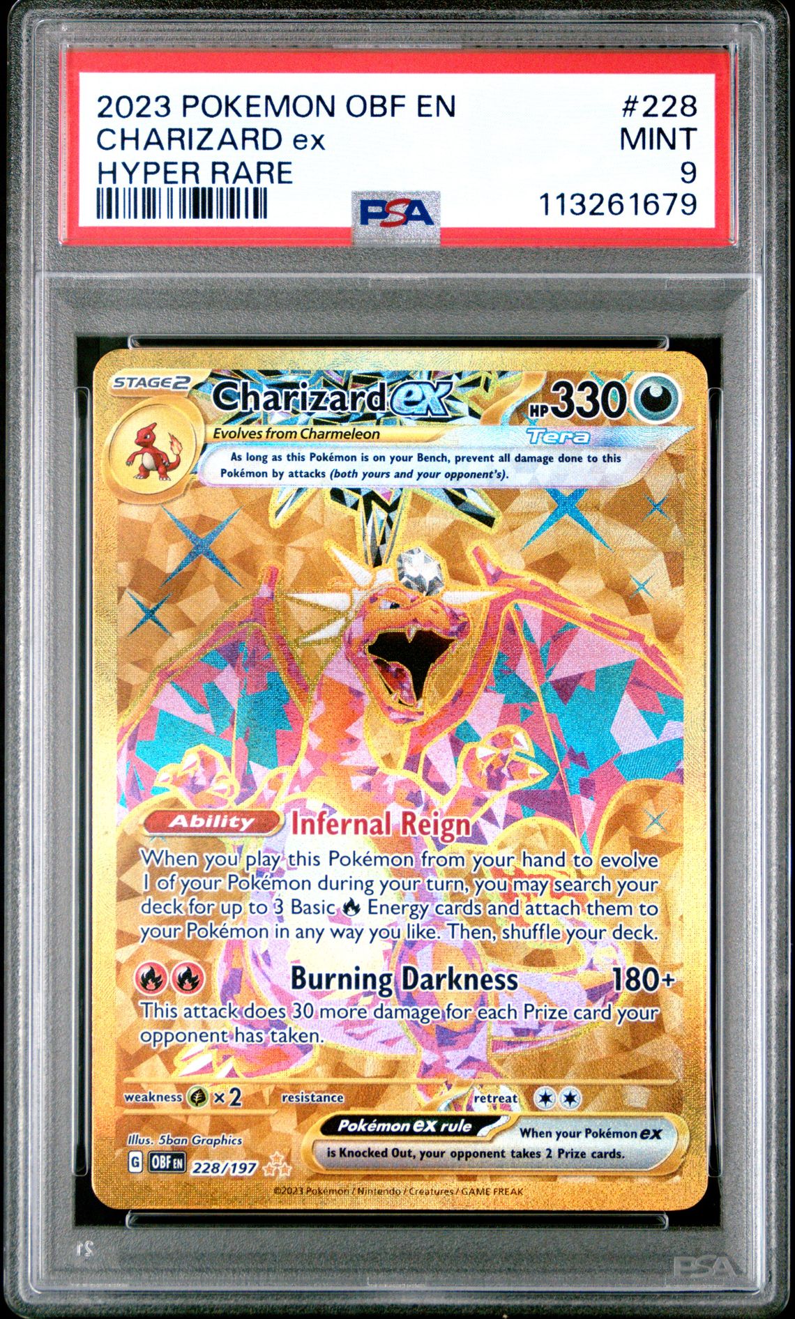 2023 Pokemon Obf En-Obsidian Flames Charizard Ex #228 (Hyper Rare) Mint 9 front