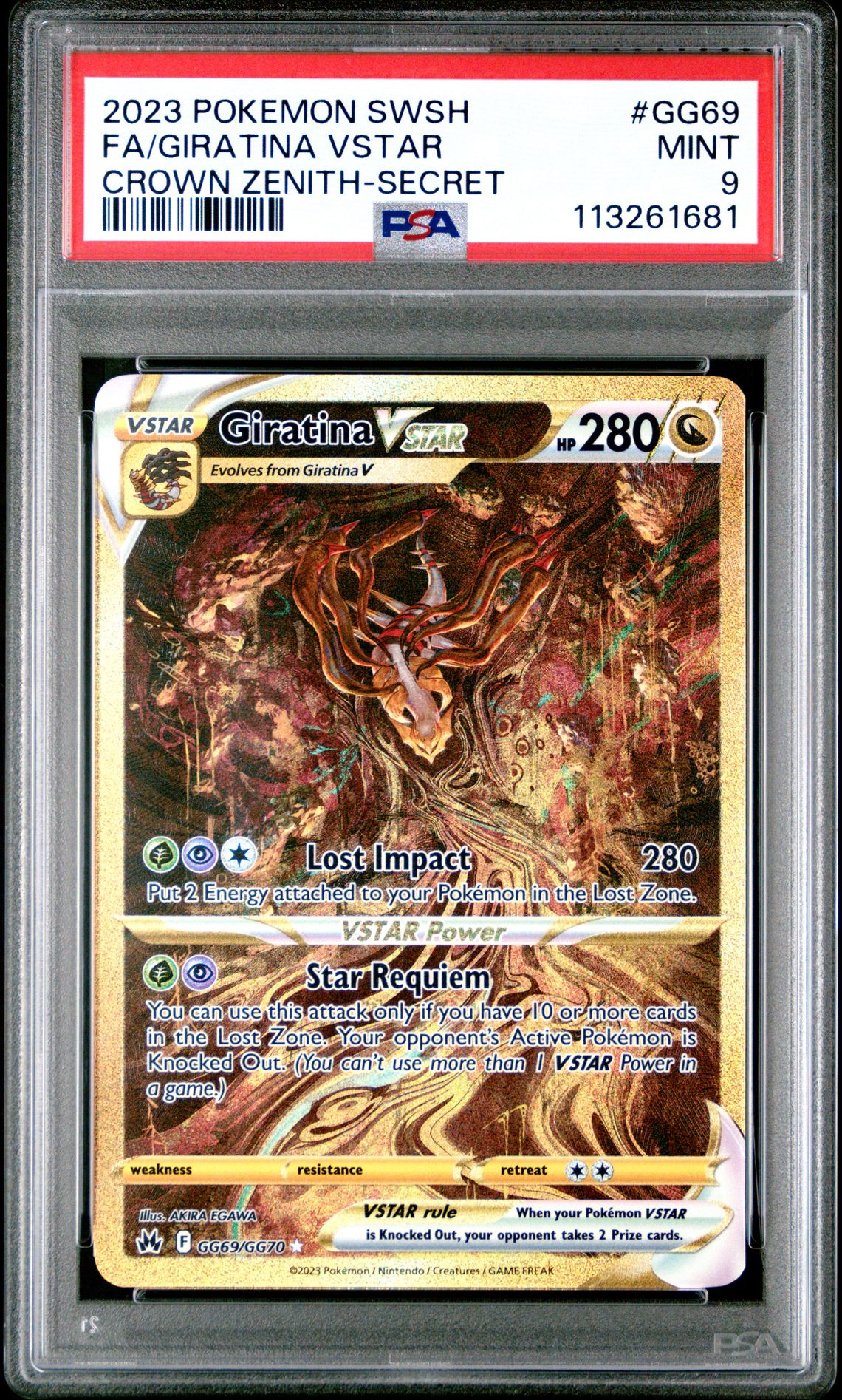 2023 Pokemon Sword And Shield Crown Zenith Fa/Giratina Vstar #Gg69 (Crown Zenith-Secret) Mint 9 front