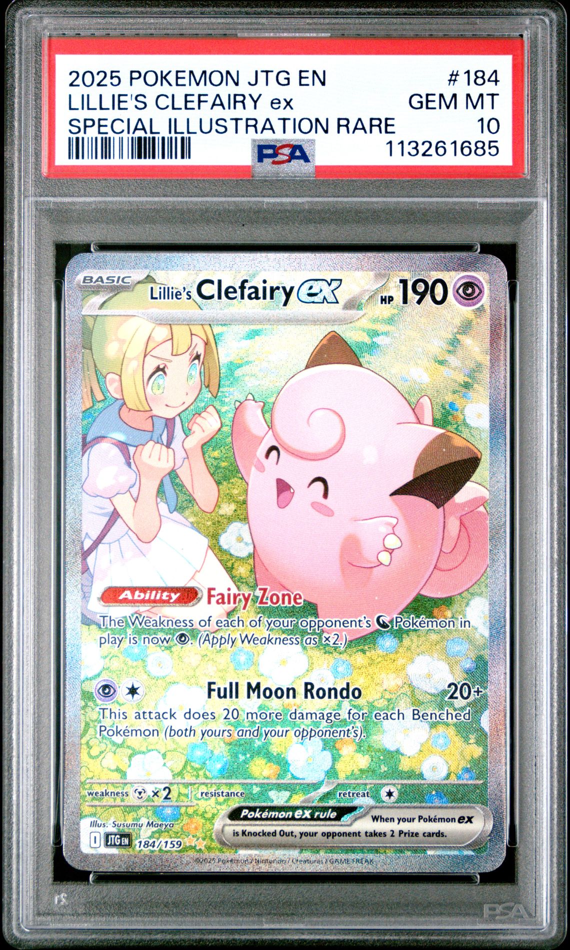 2025 Pokemon Jtg En-Journey Together Lillie's Clefairy Ex #184 (Special Illustration Rare) Gem Mt 10 front