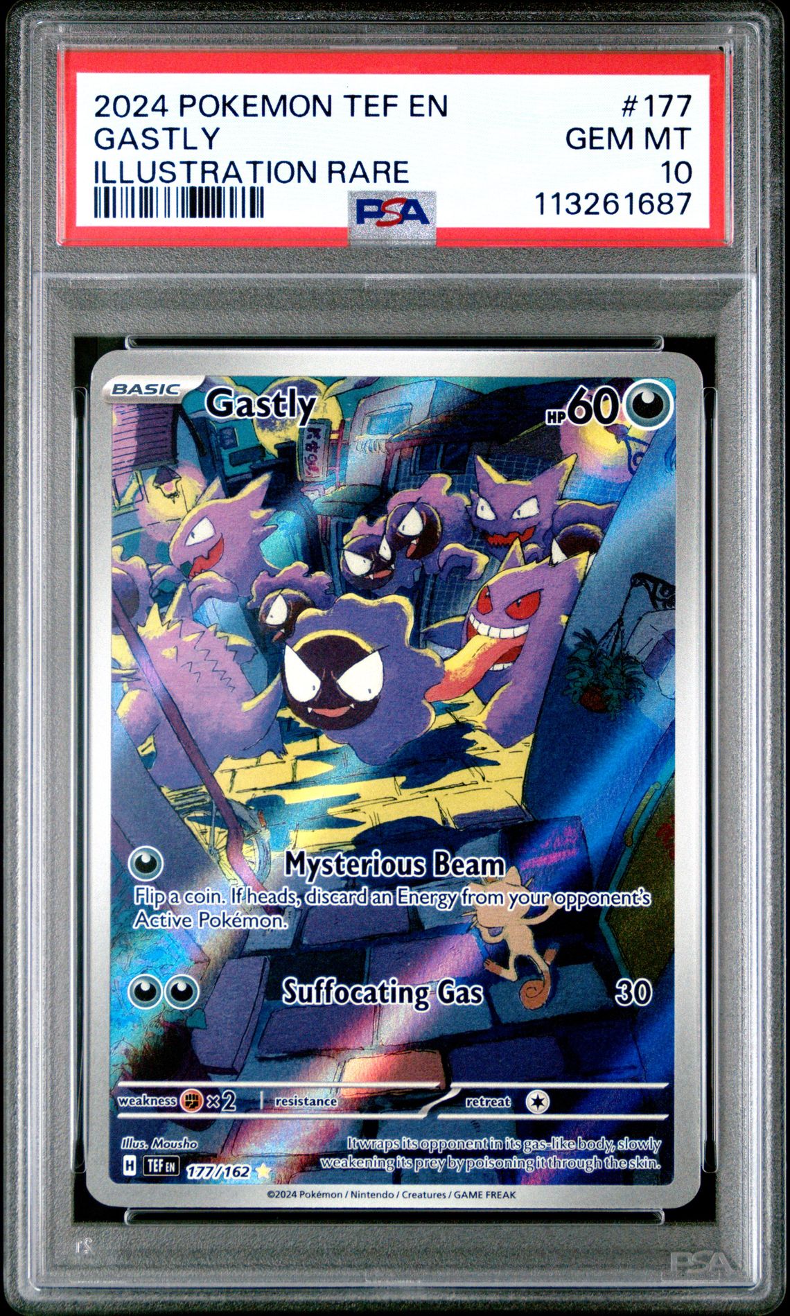2024 Pokemon Tef En-Temporal Forces Gastly #177 (Illustration Rare) Gem Mt 10 front