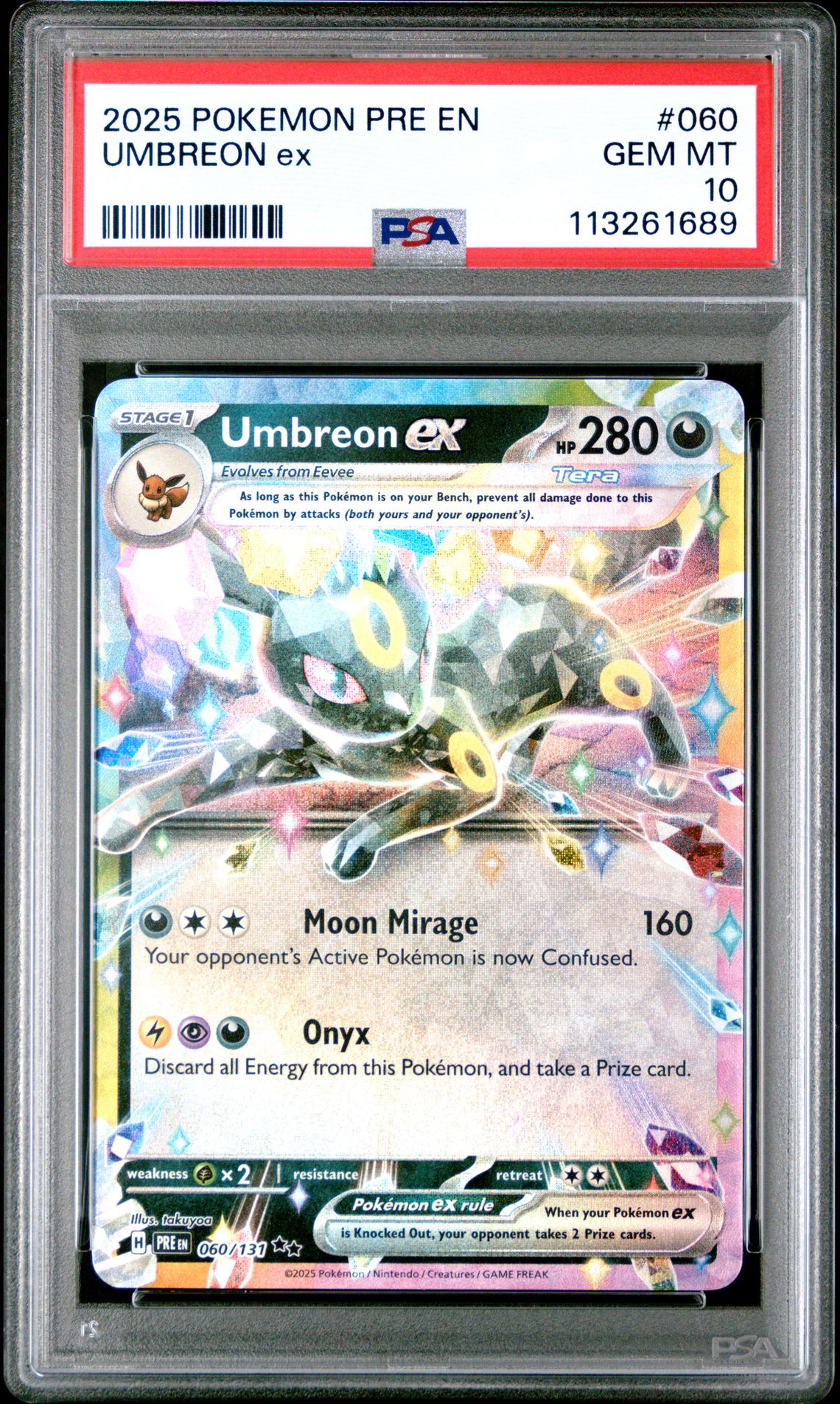 2025 Pokemon Pre En-Prismatic Evolutions Umbreon Ex #060 Gem Mt 10 front