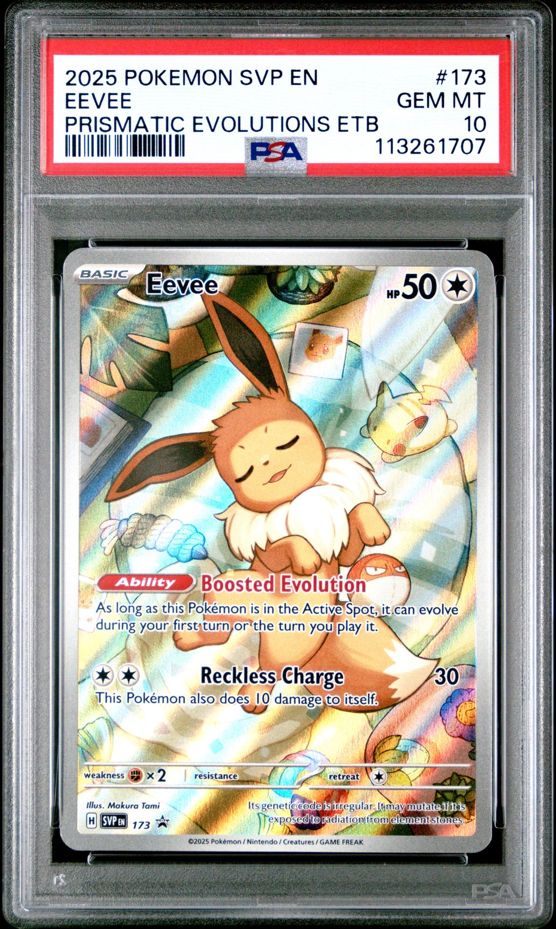 2025 Pokemon Svp En-Sv Black Star Promo Eevee #173 (Prismatic Evolutions Etb) Gem Mt 10 front