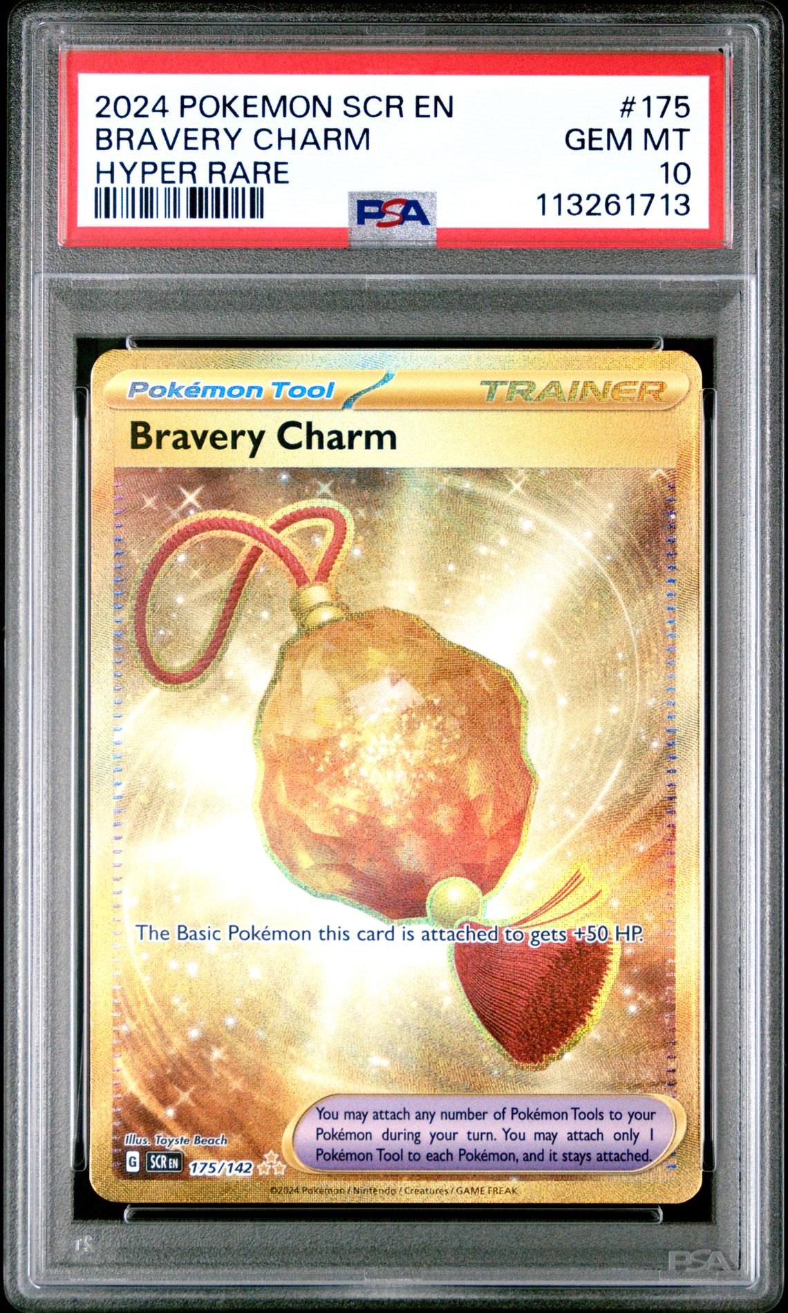 2024 Pokemon Scr En-Stellar Crown Bravery Charm #175 (Hyper Rare) Gem Mt 10 front