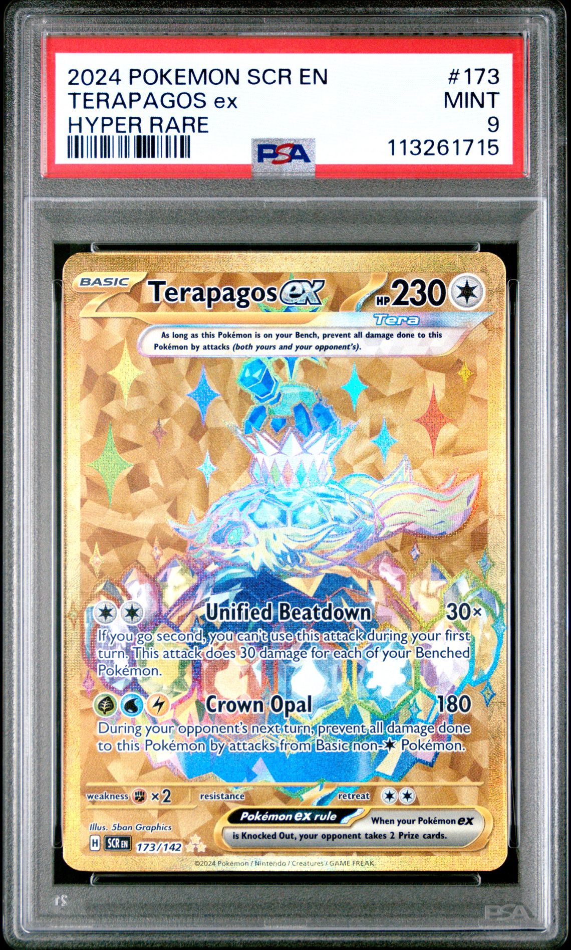 2024 Pokemon Scr En-Stellar Crown Terapagos Ex #173 (Hyper Rare) Mint 9 front