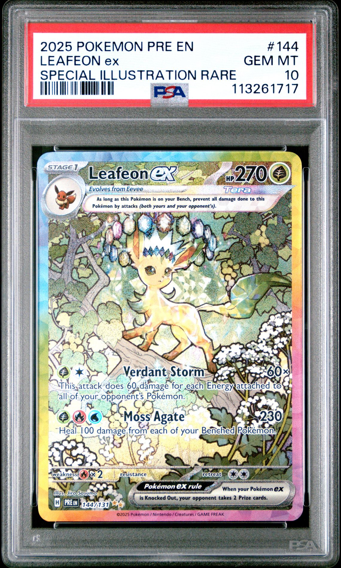 2025 Pokemon Pre En-Prismatic Evolutions Leafeon Ex #144 (Special Illustration Rare) Gem Mt 10 front
