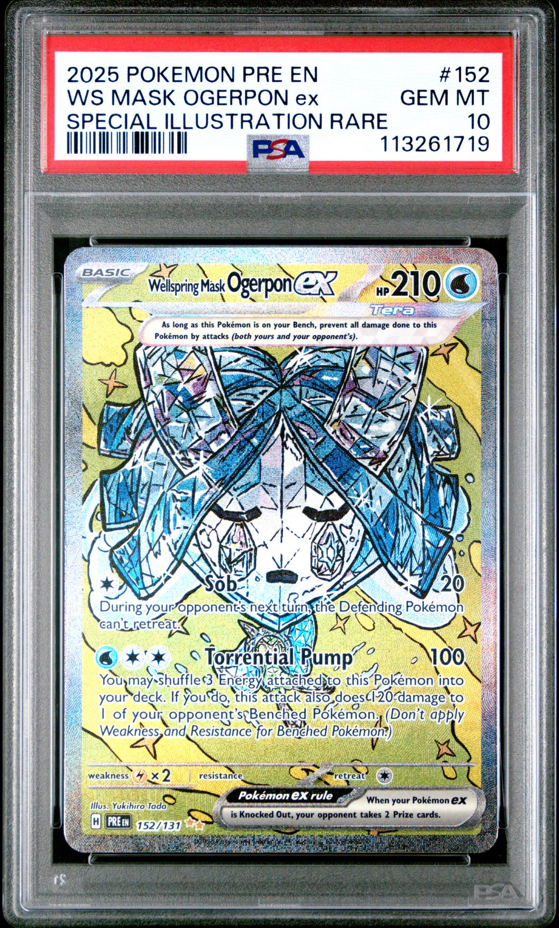 2025 Pokemon Pre En-Prismatic Evolutions Ws Mask Ogerpon Ex #152 (Special Illustration Rare) Gem Mt 10 front