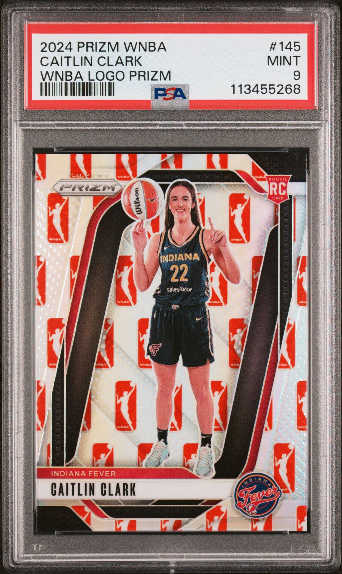 2024 Panini Prizm Wnba Caitlin Clark #145 (Wnba Logo Prizm) Mint 9 front