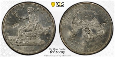 1876-S T$1 Chopmarked N1