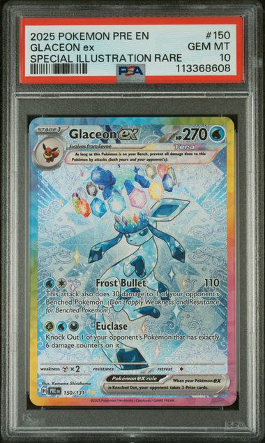 2025 POKEMON PRE EN-PRISMATIC EVOLUTIONS #150 GLACEON ex SPECIAL ILLUSTRATION RARE (PSA 10) (PSA 10) – 113368608