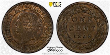 1859/8 1C Wide 9 ↑↑ MS62BN