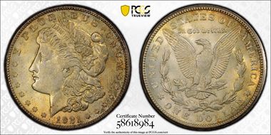 1921-S $1 VAM 1B-4a, Thorn Head MS62