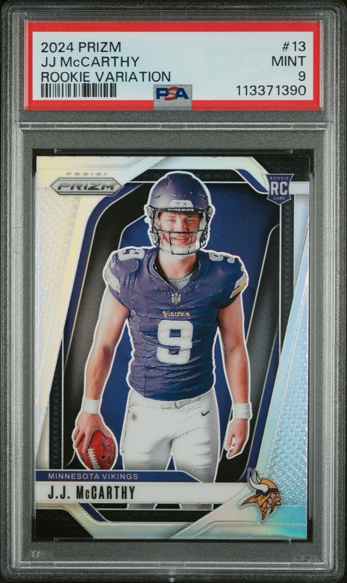2024 Panini Prizm Rookie Variation Jj Mccarthy #13 Mint 9 front