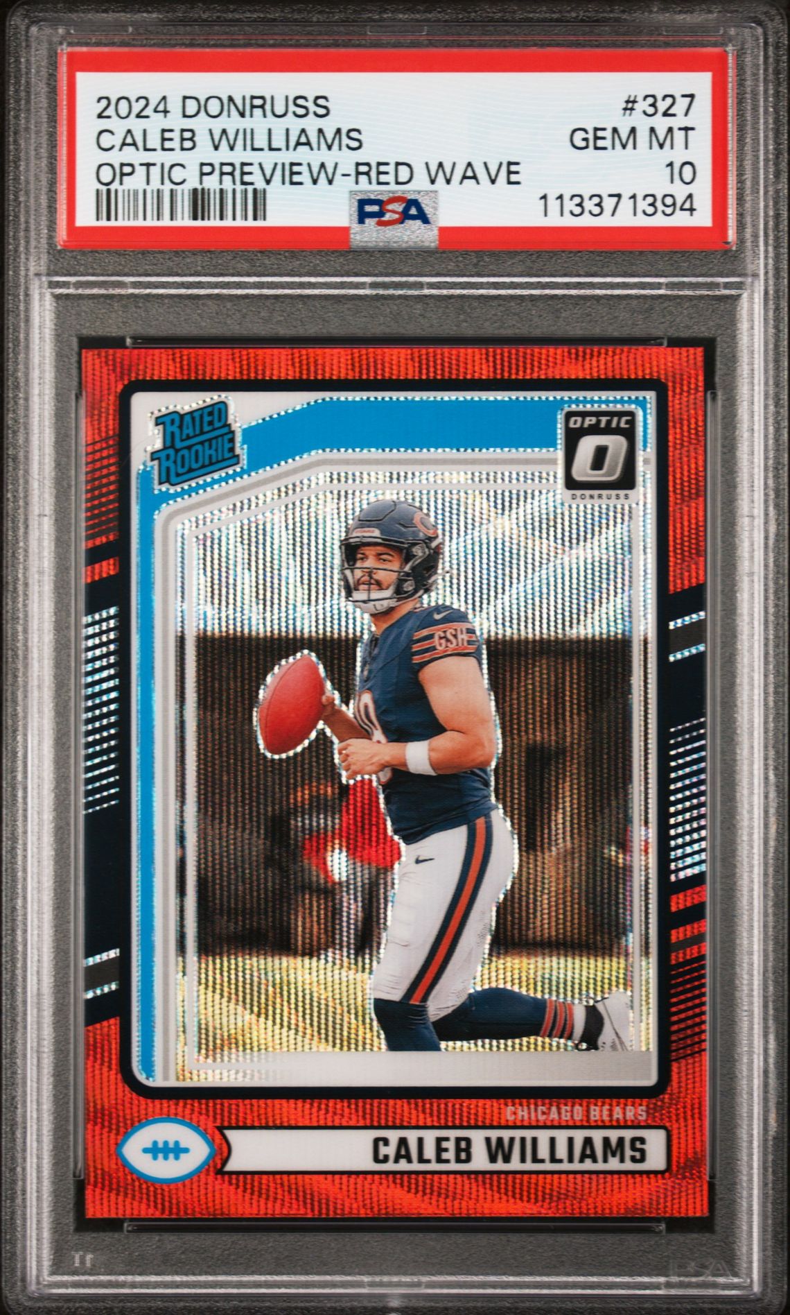 2024 Panini Donruss Caleb Williams #327 (Optic Preview-Red Wave) Gem Mt 10 front