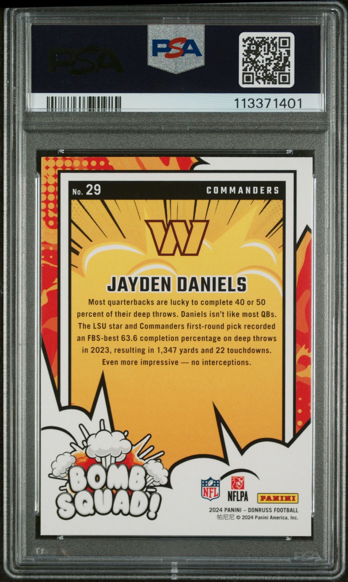 2024 Panini Donruss Bomb Squad Jayden Daniels #29 Mint 9 back