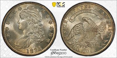 1834 50C Large Date, Small Letters MS63