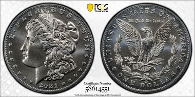 2021-CC Privy $1 Morgan Dollar 100th Anniversary MS69