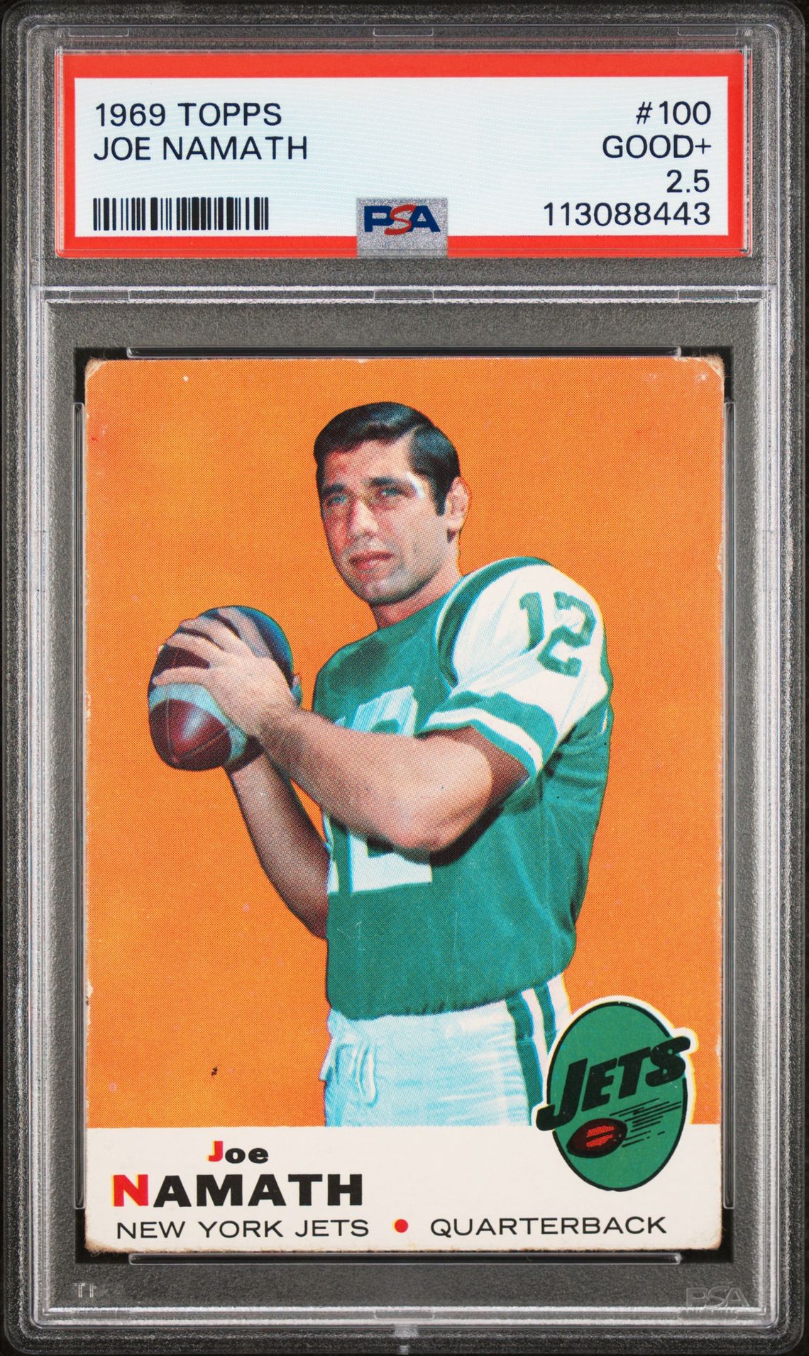 1969 Topps Joe Namath #100 Good+ 2.5 front