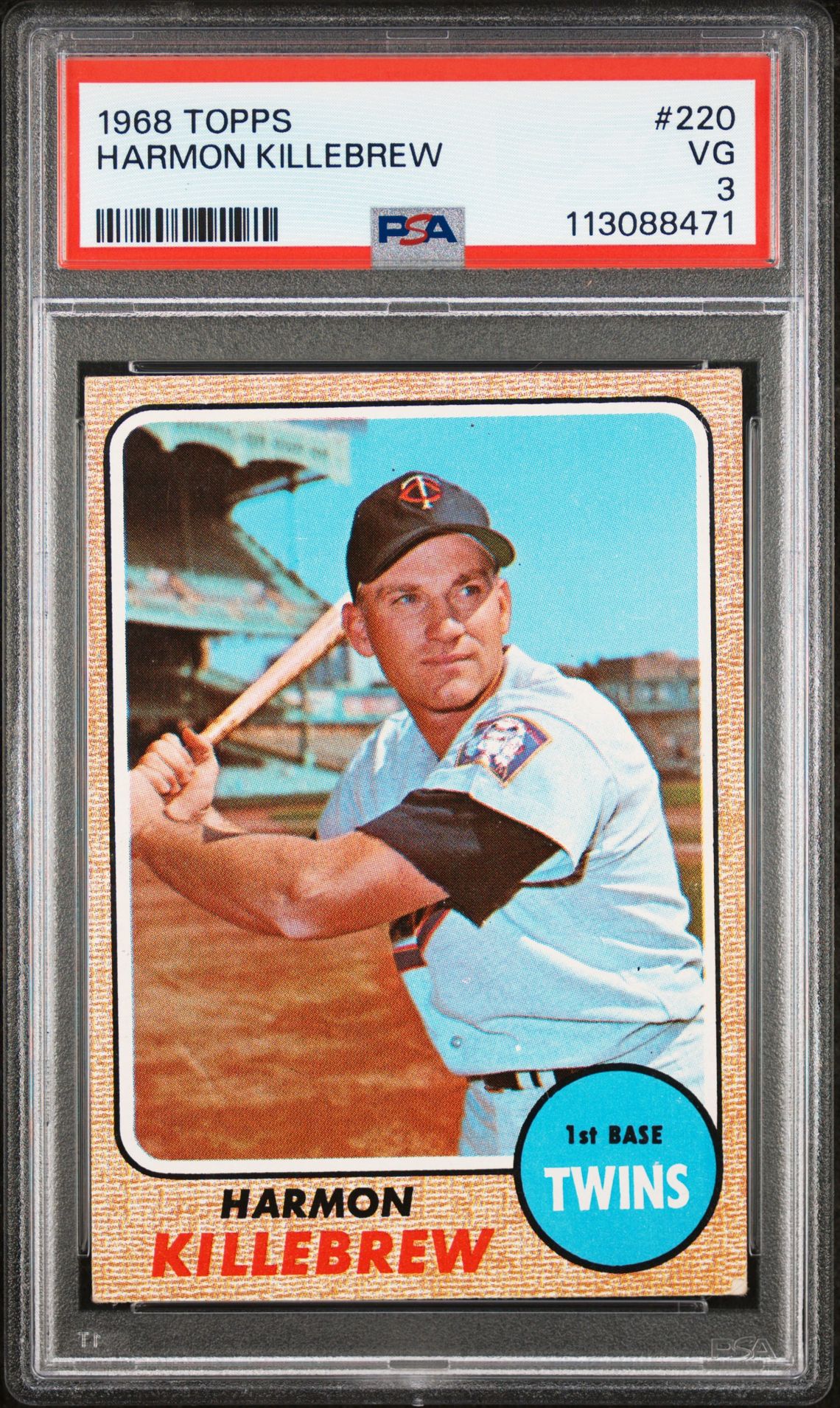 1968 Topps Harmon Killebrew #220 Vg 3 front