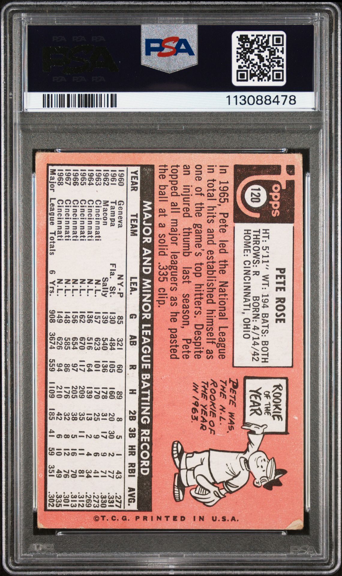 1969 Topps Pete Rose #120 Good 2 back