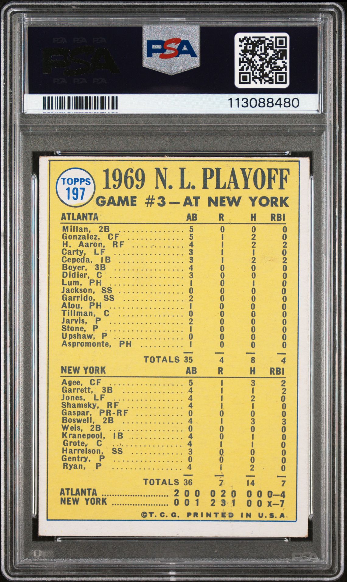 1970 Topps N.l. Playoff Game 3 #197 (Ryan Saves The Day!) Vg 3 back