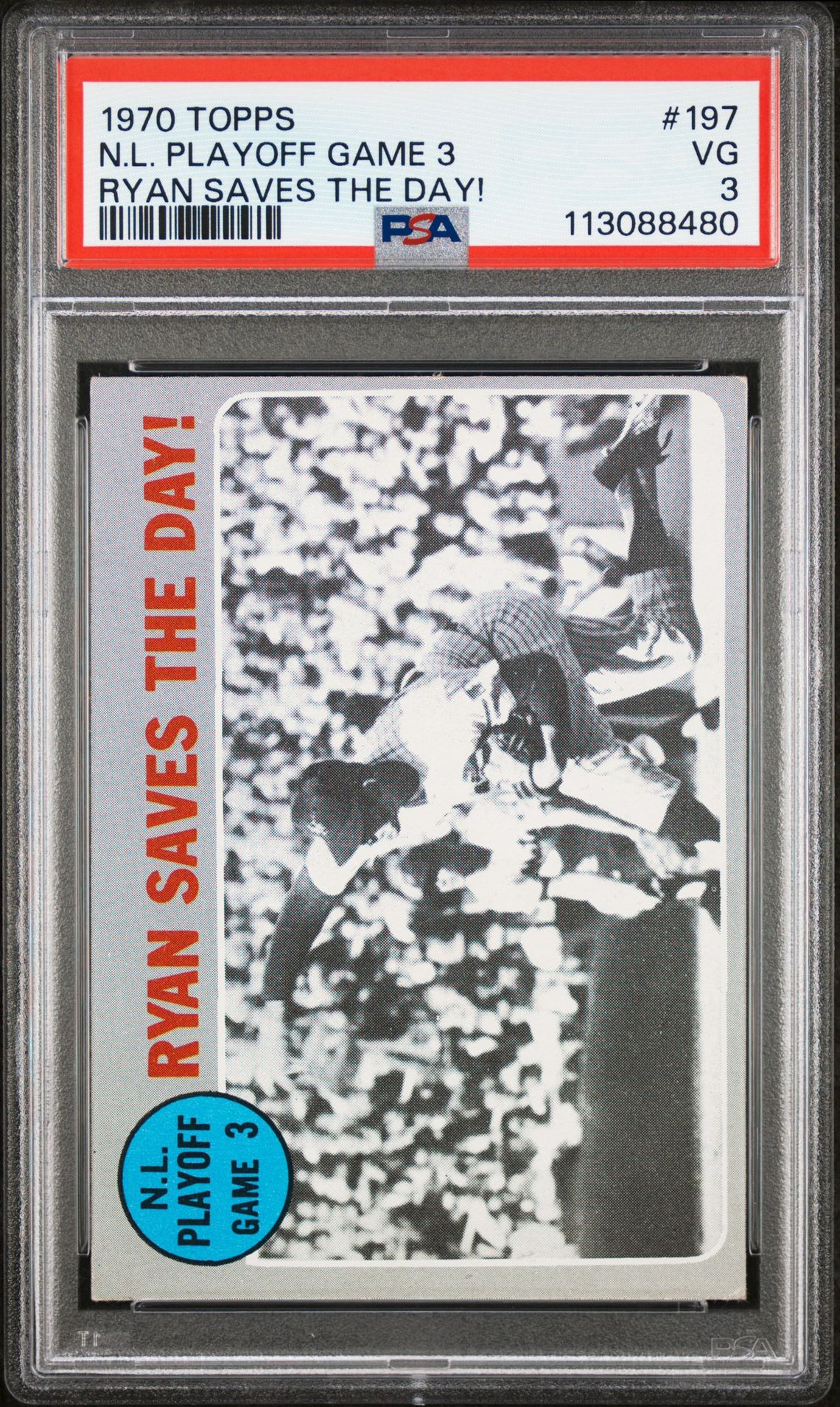 1970 Topps N.l. Playoff Game 3 #197 (Ryan Saves The Day!) Vg 3 front