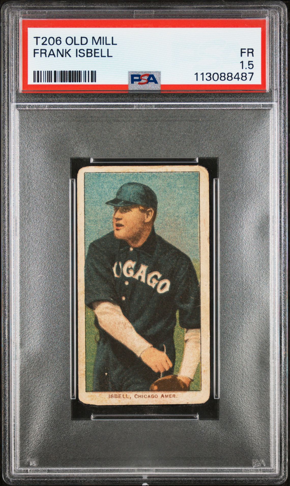 1909-11 T206 Old Mill Frank Isbell Fr 1.5 front