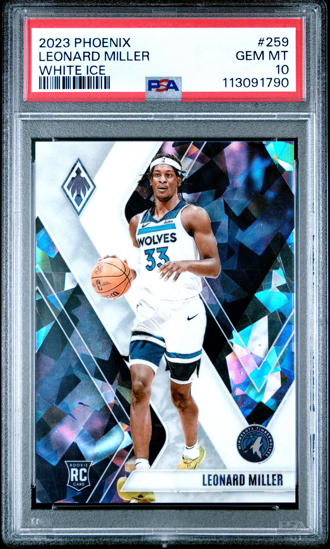 2023 Panini Phoenix Leonard Miller #259 (White Ice) Gem Mt 10 front