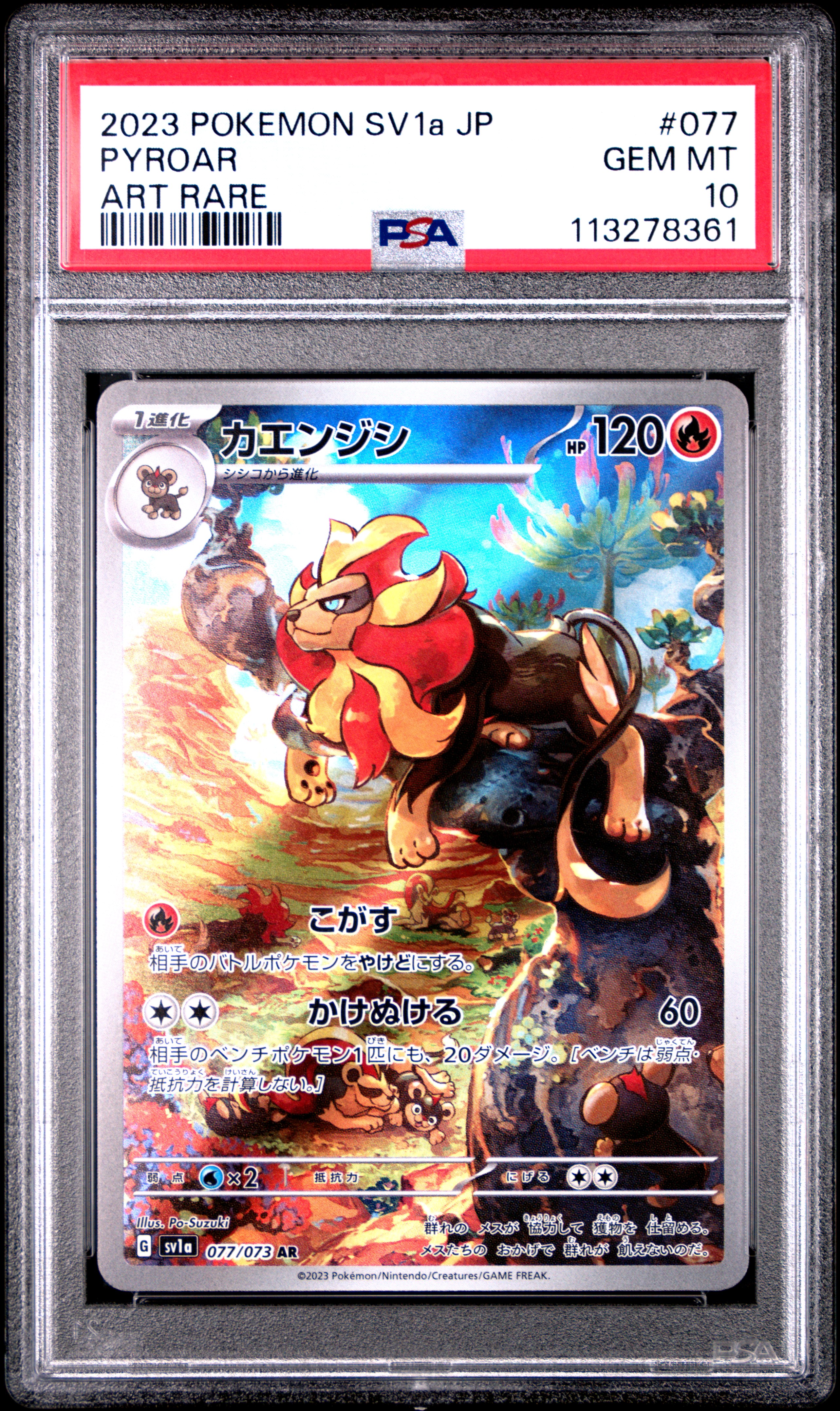 2023 #077 Pyroar PSA 10 Japanese Sv1a-Triplet Beat