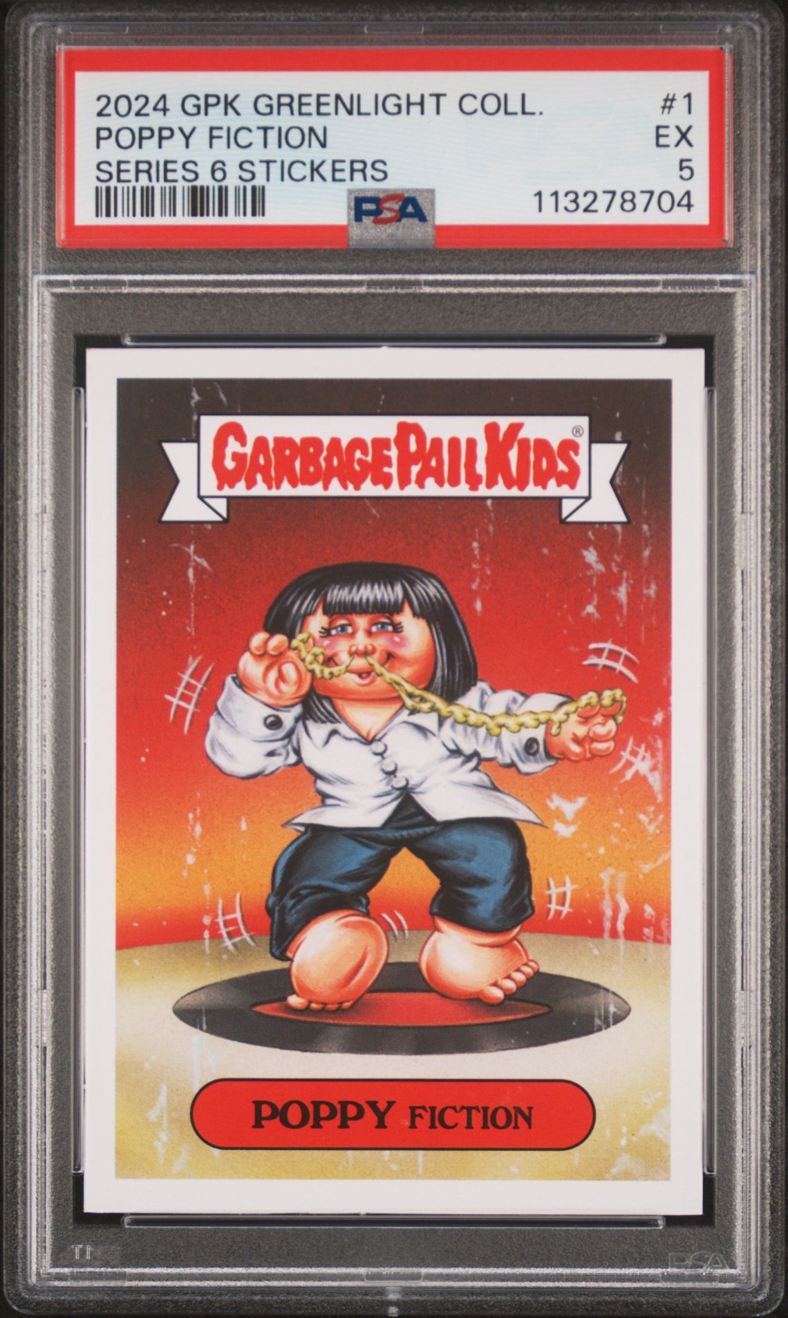 2024 Topps GARBAGE PAIL KIDS GREENLIGHT COLLECTIBLES SERIES 6 STICKERS #1 Poppy Fiction front