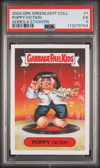 2024 Topps GARBAGE PAIL KIDS GREENLIGHT COLLECTIBLES SERIES 6 STICKERS #1 Poppy Fiction front