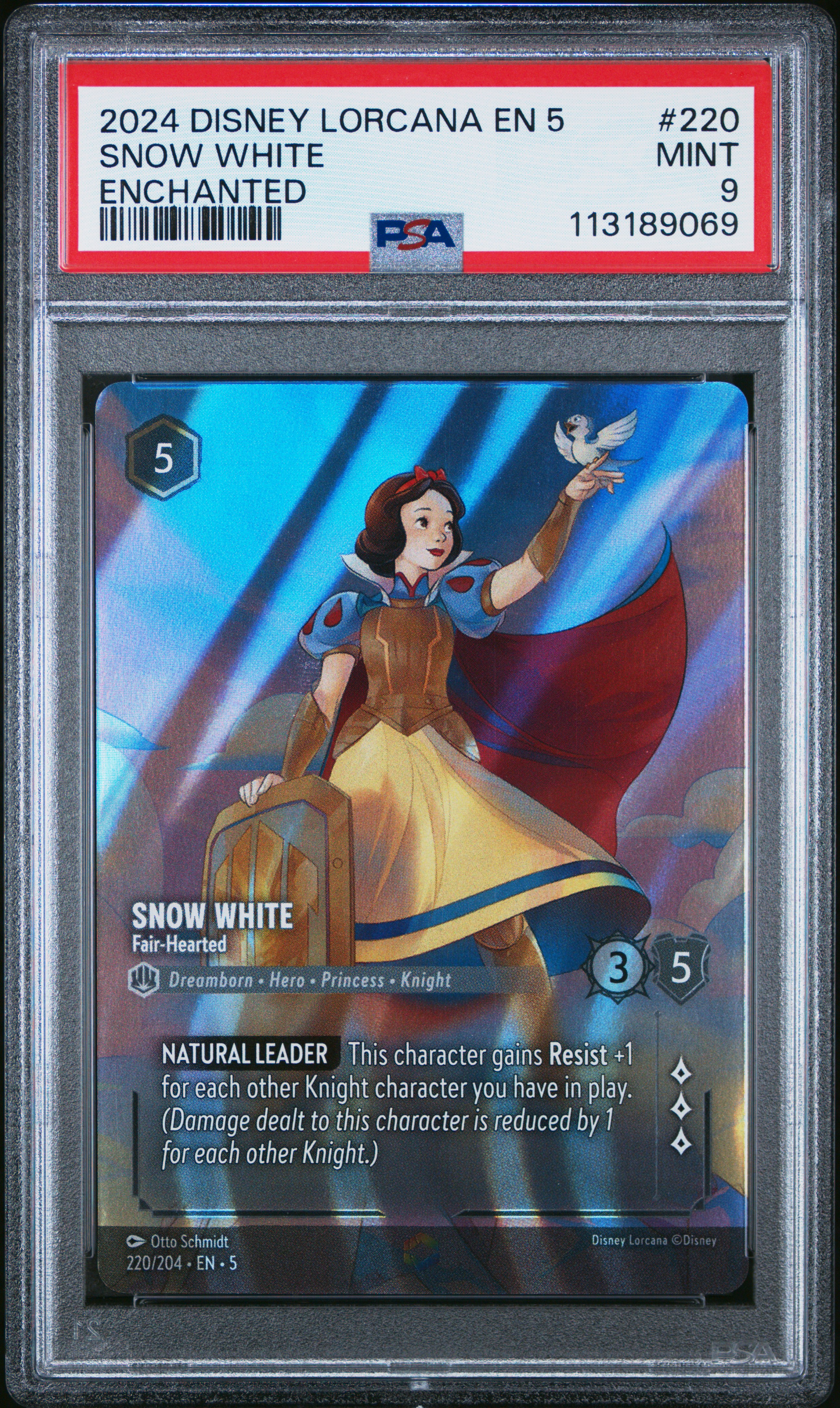 2024 #220 Snow White - Fair-Hearted PSA 9 Disney Lorcana EN 5-Shimmering Skies
