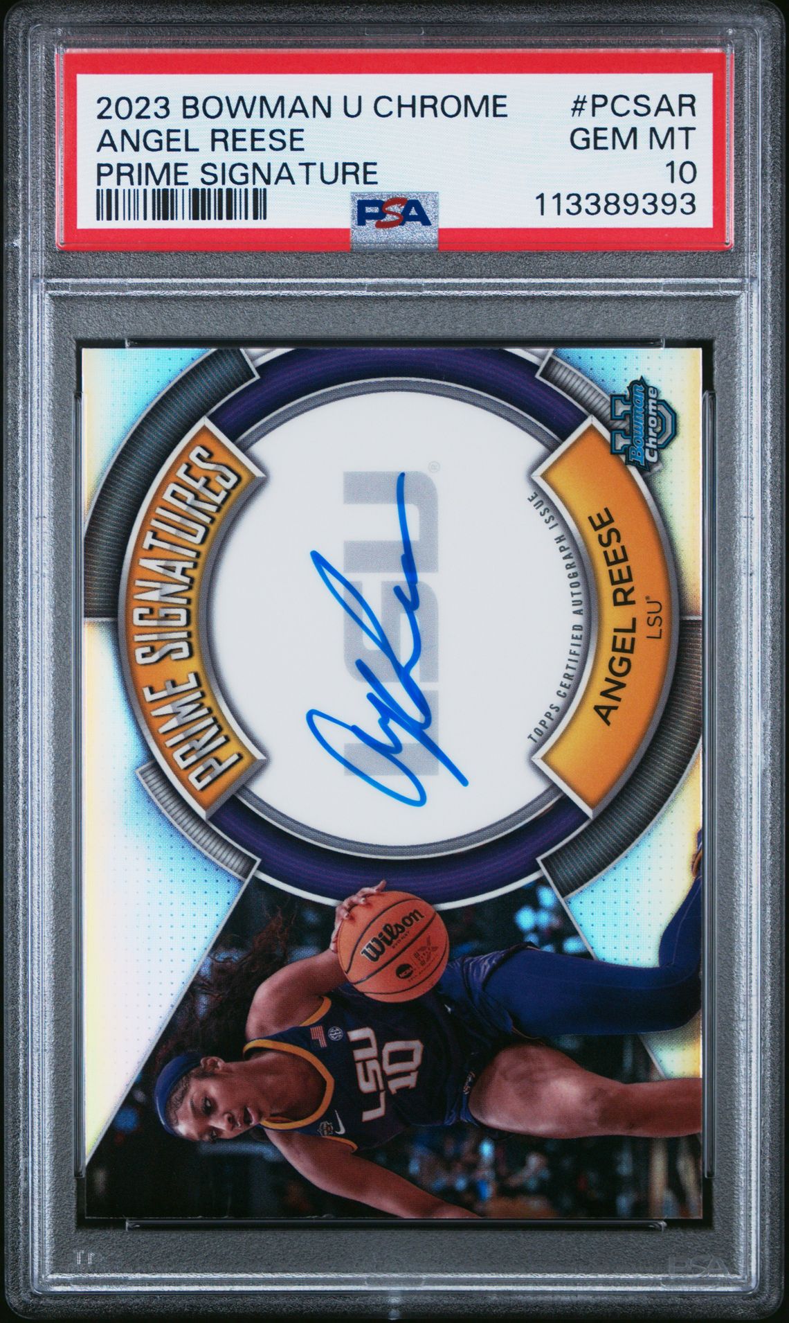 2023 Bowman BOWMAN UNIVERSITY CHROME PRIME SIGNATURES #PCSAR Angel Reese front
