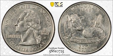 2004-D 25C FS-5902, Wisconsin Extra Leaf Low AU58