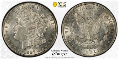 1887-S $1 VAM 2, S/S AU55