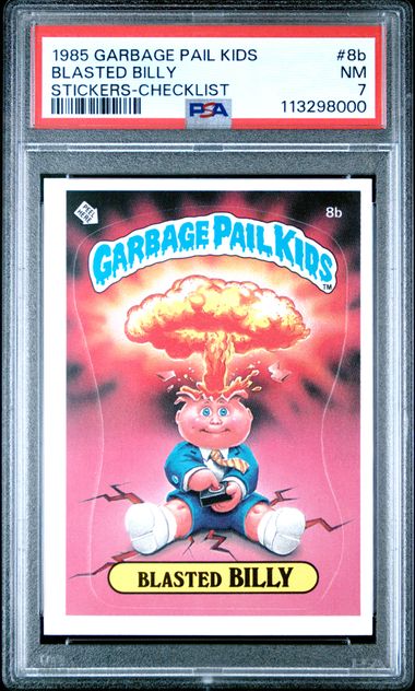 1985 Topps Garbage Pail Kids Series 1 Checklist #8B Blasted Billy front