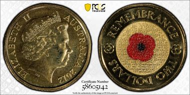 2012-C $2 Remembrance Day Colorized MS67