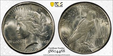 1922-S $1 MS64+ 