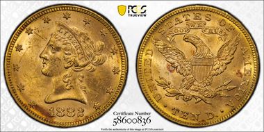 1882 $10 MS62