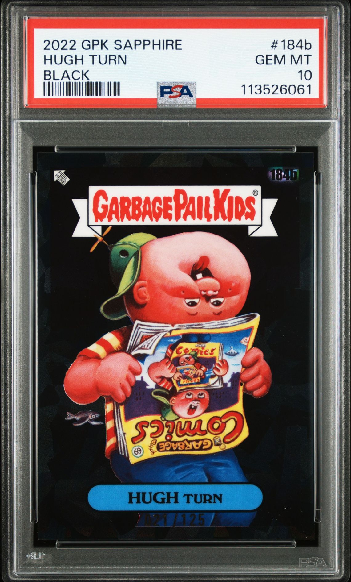 2022 Topps TOPPS GARBAGE PAIL KIDS SAPPHIRE EDITION Black #184B Hugh Turn front