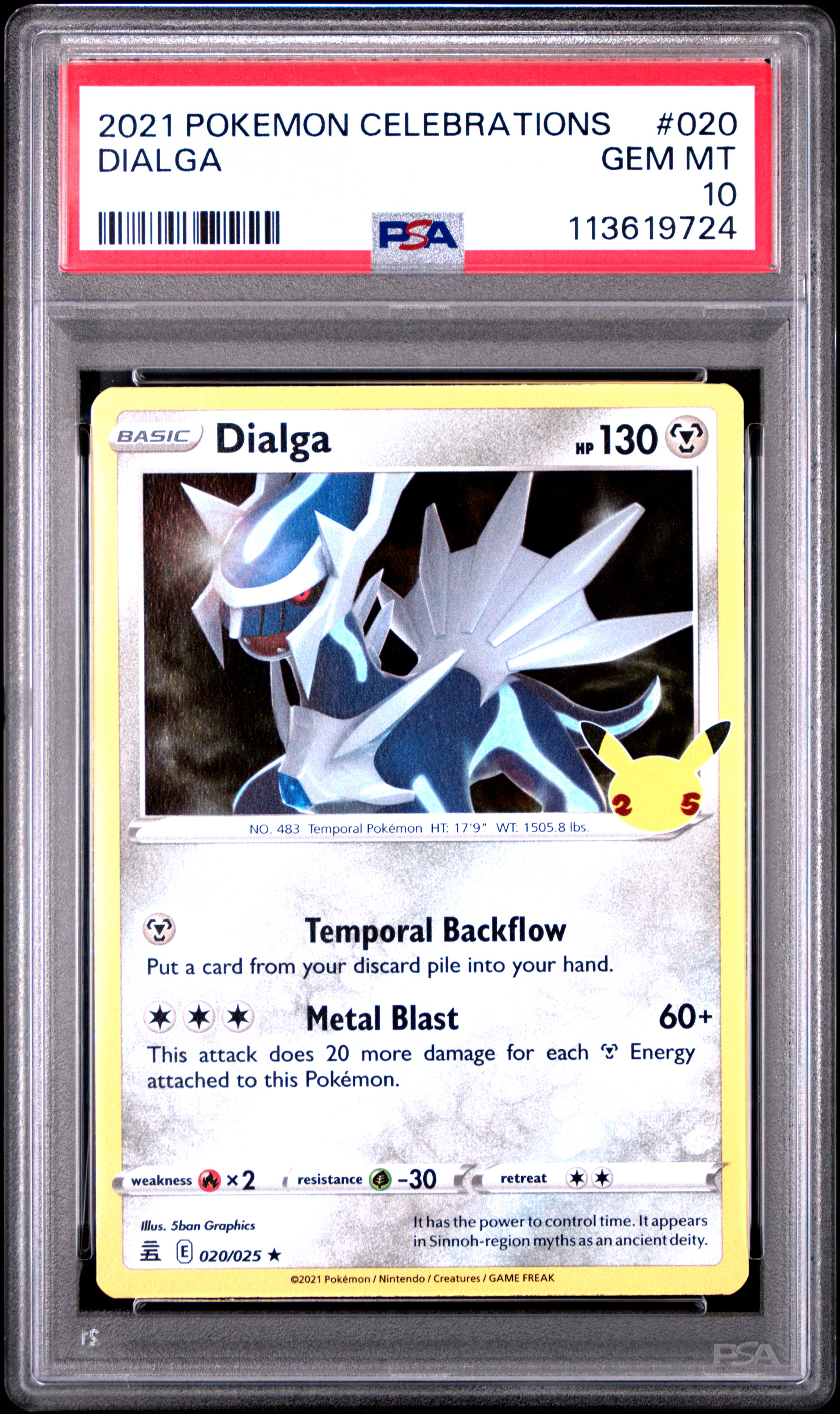 Pokemon - 2021 Dialga #20 Celebrations PSA 10