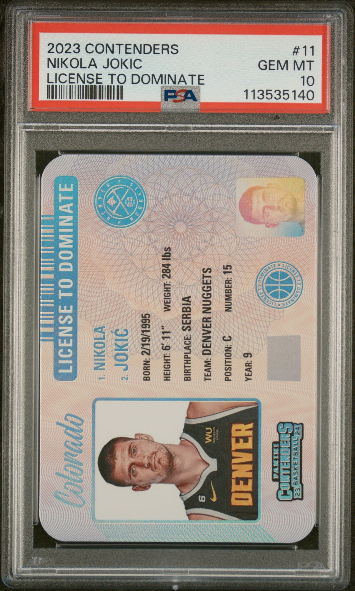 2023 Panini PANINI CONTENDERS LICENSE TO DOMINATE #11 Nikola Jokic front