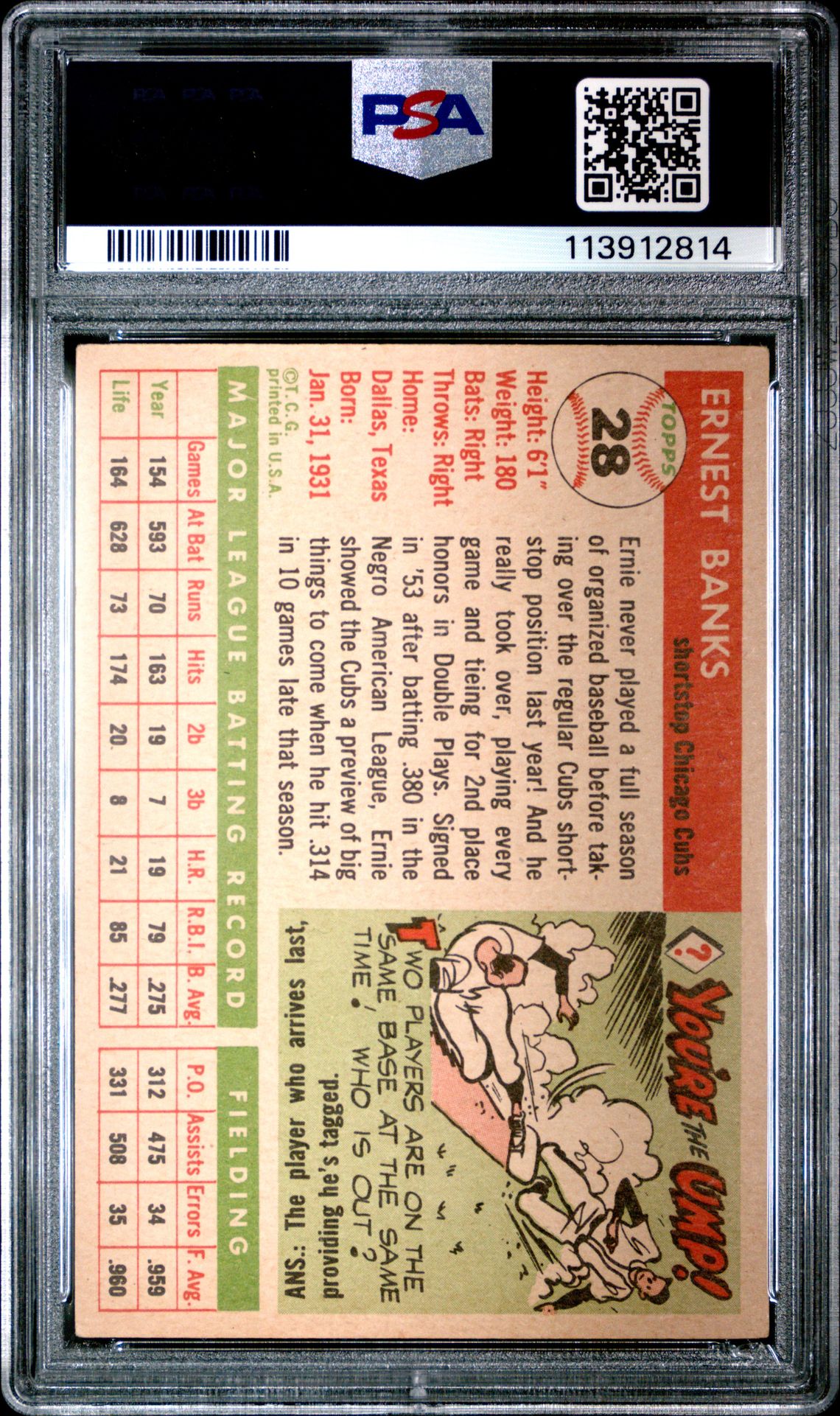 1955 Topps Ernie Banks #28 Good 2 back