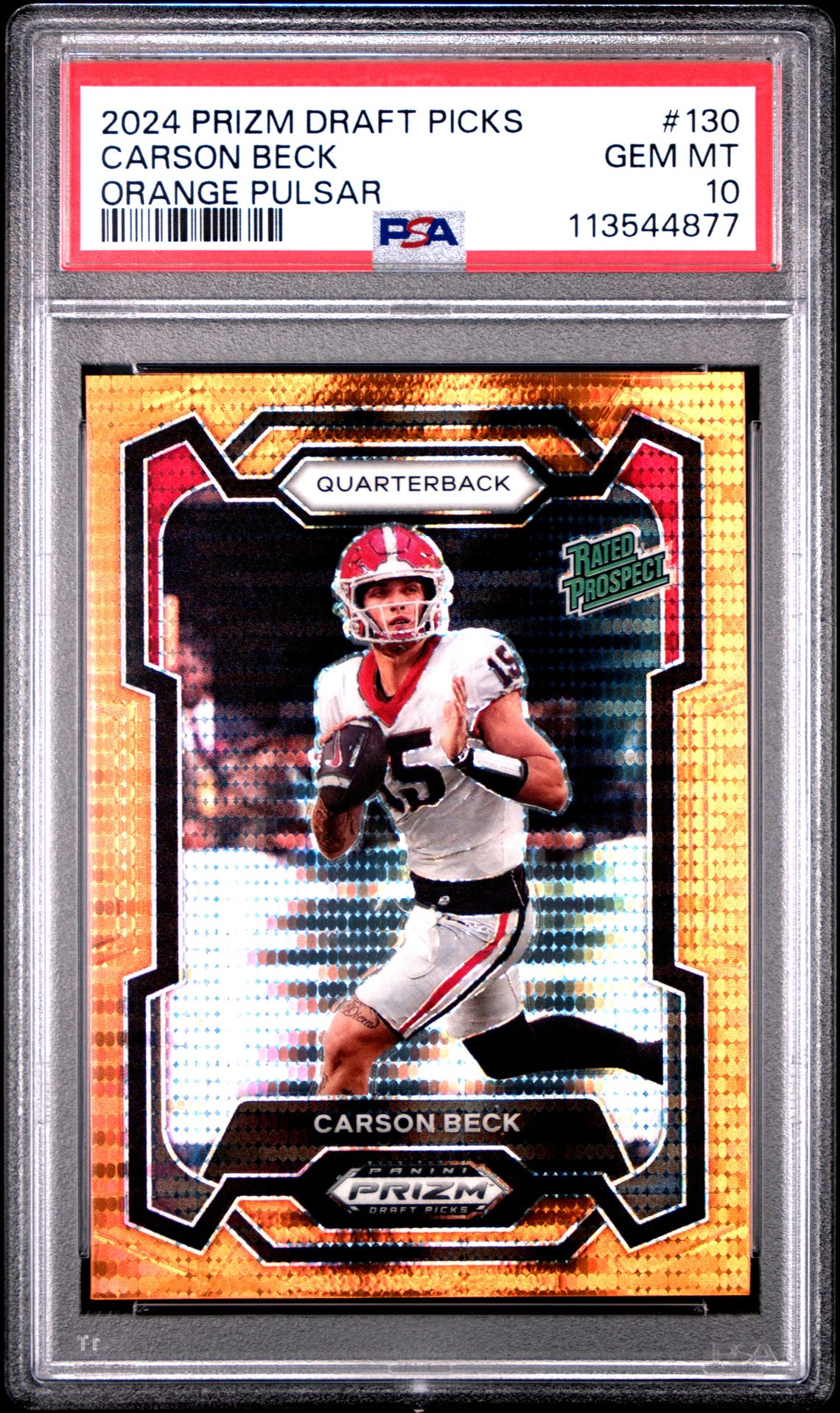 2024 Panini PANINI PRIZM DRAFT PICKS ORANGE PULSAR #130 Carson Beck front