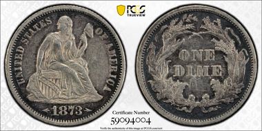 1873 10C Arrows AU50