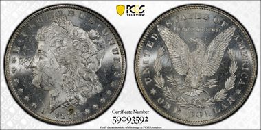 1878 7/8TF $1 VAM 41C, Clashed Obverse Weak 7/4 MS62