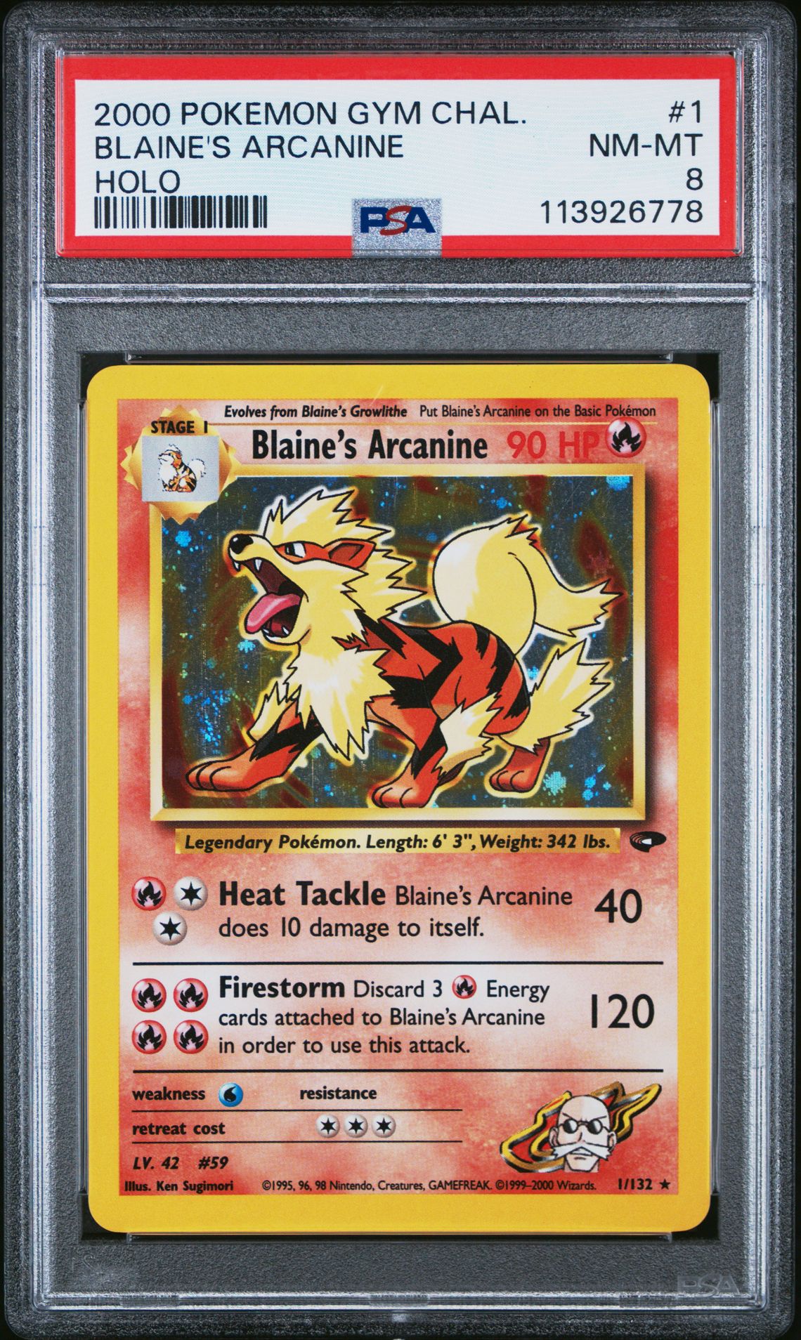 2000 Pokemon POKEMON GYM CHALLENGE HOLO-1ST EDITION #1 Blaine's Arcanine front