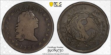 1795 $1 Flowing Hair, 3 Leaves F12